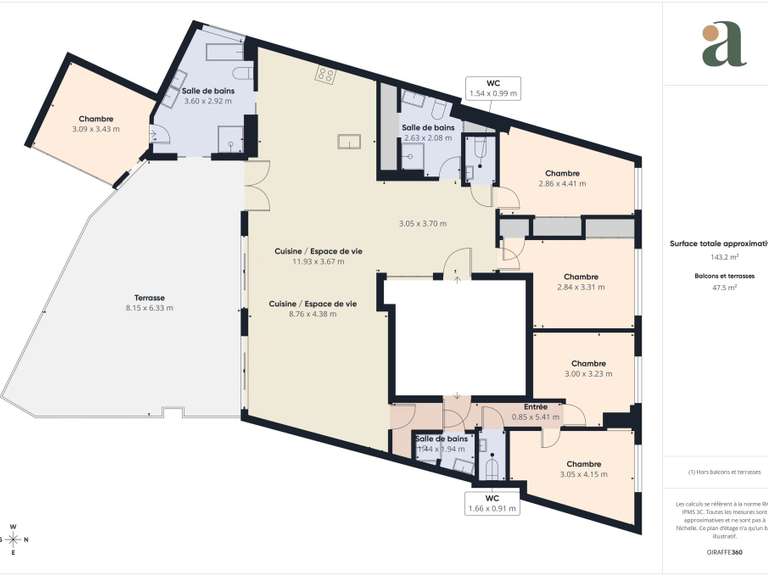 Appartement Cannes - 5 chambres - 193m²