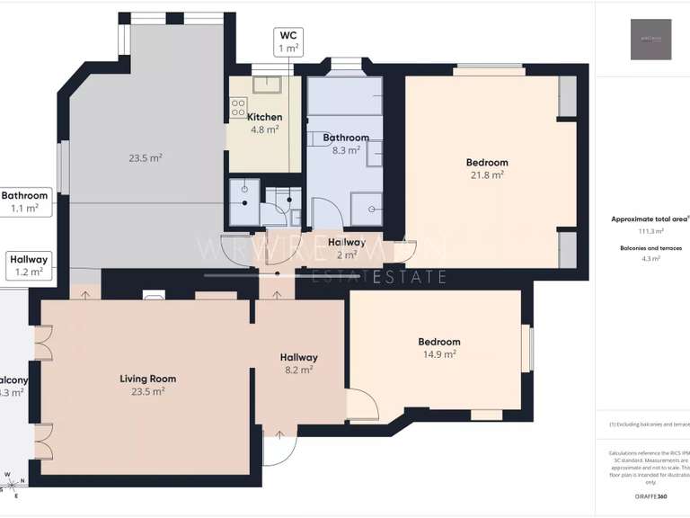 Appartement Cannes - 2 chambres - 111m²