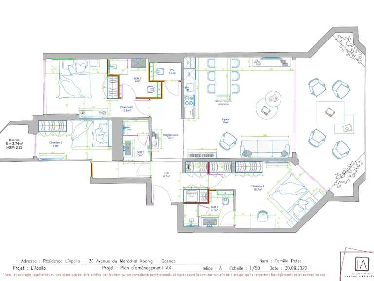 Appartement Cannes - 4 chambres - 140m²