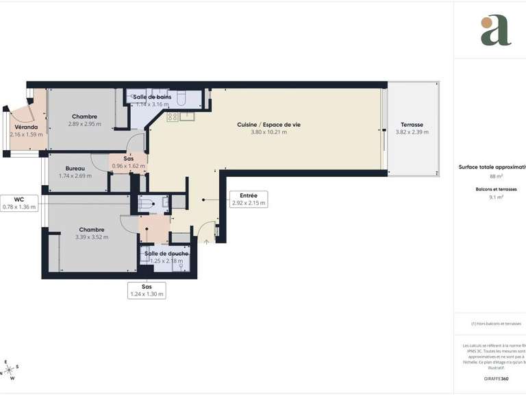 Appartement avec Vue sur mer Cap-d-antibes - 2 chambres - 84m²