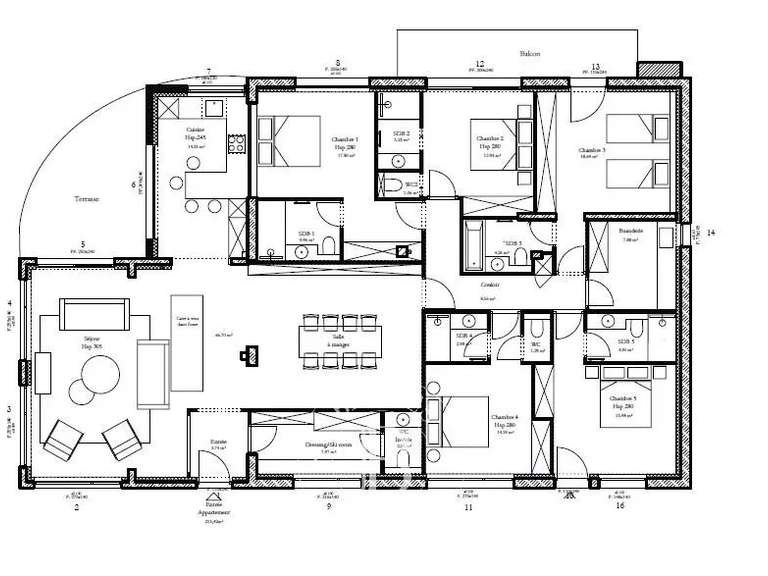 Appartement Chamonix-Mont-Blanc - 5 chambres - 213m²