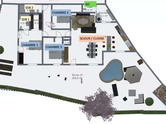 Appartement Corbara - 3 chambres - 130m²