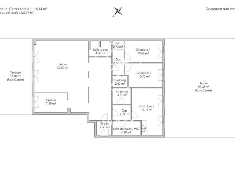 Appartement Courbevoie - 3 chambres - 122m²