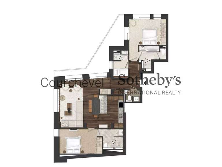 Apartment courchevel - 3 bedrooms - 117m²