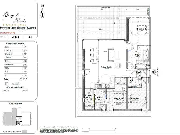 Apartment Évian-les-Bains - 3 bedrooms - 108m²