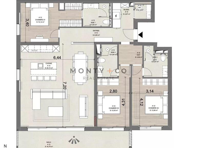 Apartment Èze - 3 bedrooms - 121m²