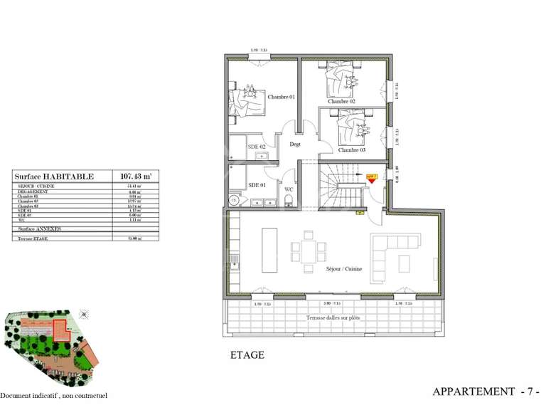 Appartement Grimaud - 3 chambres - 107m²