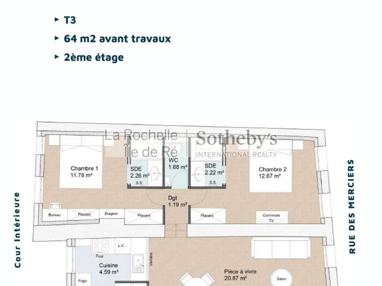 Appartement La Rochelle - 2 chambres - 64m²