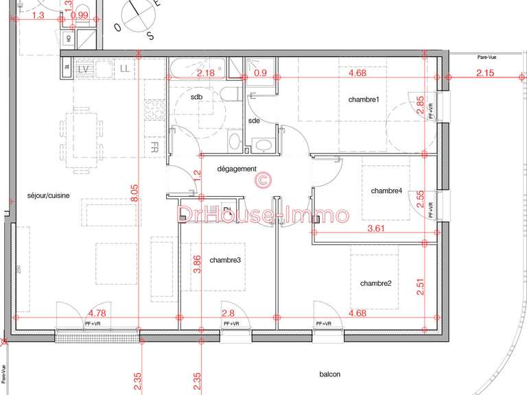 Appartement Le Bouscat - 4 chambres - 102m²
