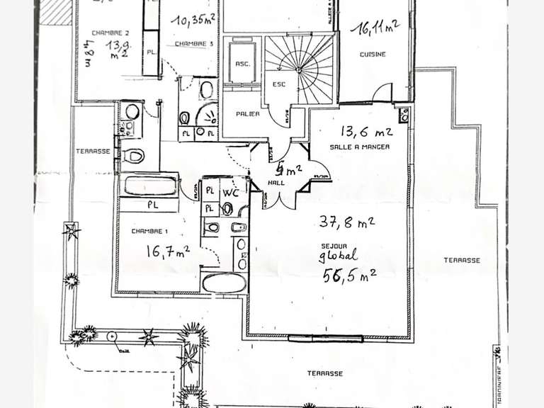 Appartement avec Vue sur mer Le Cannet - 3 chambres - 131m²