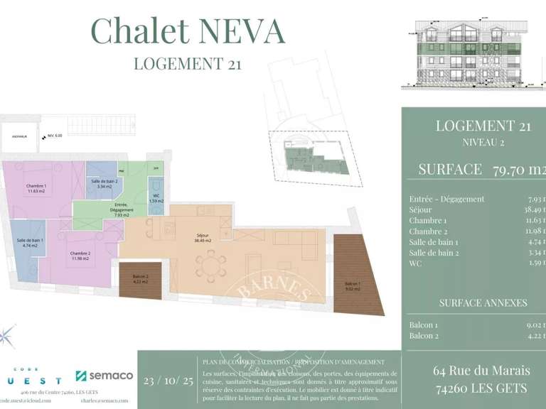 Appartement Les Gets - 3 chambres - 79m²