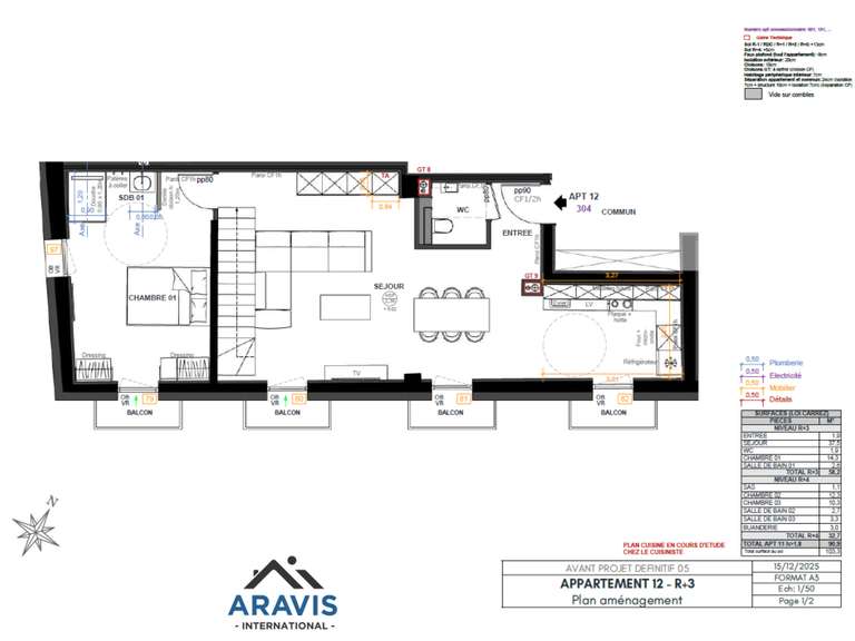 Appartement Les Villards-sur-Thônes - 3 chambres - 103m²