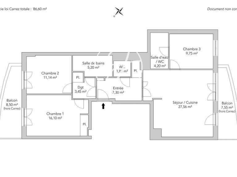Appartement Levallois-Perret - 3 chambres - 106m²
