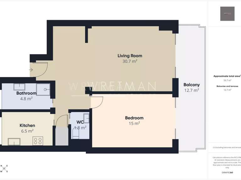 Apartment with Sea view Menton - 1 bedroom - 57m²