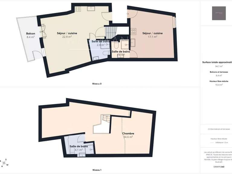 Appartement Menton - 1 chambre - 84m²