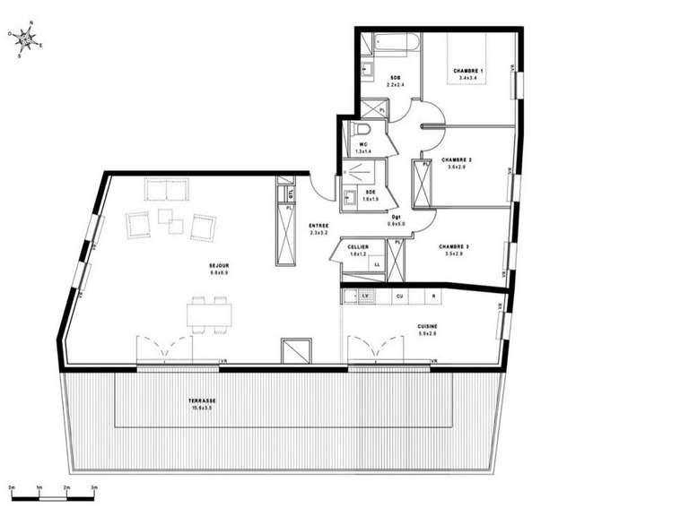 Apartment Montpellier - 3 bedrooms - 129m²
