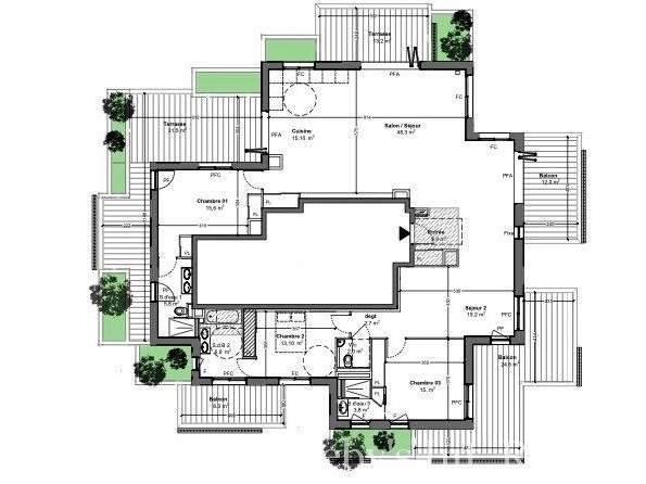 Appartement Montpellier - 3 chambres - 158m²