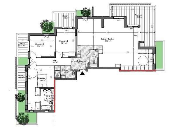 Appartement Montpellier - 3 chambres - 132m²