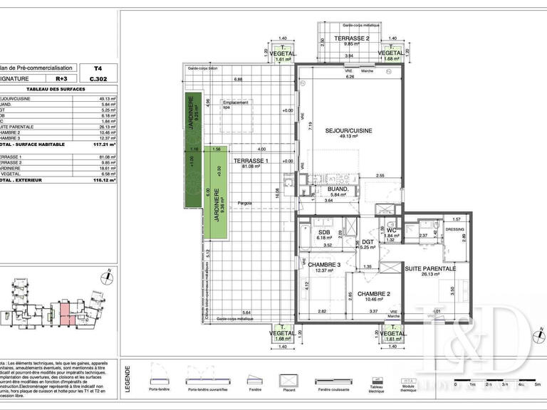 Apartment Montpellier - 3 bedrooms - 117m²