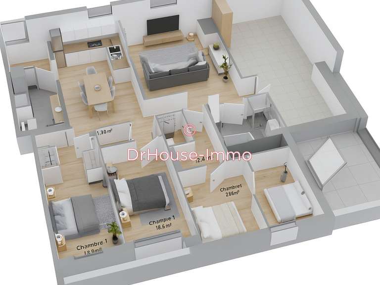 Appartement Mouvaux - 4 chambres - 130m²