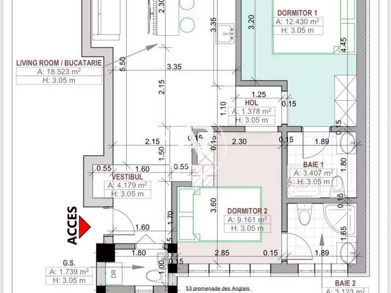 Appartement avec Vue sur mer Nice - 2 chambres - 60m²