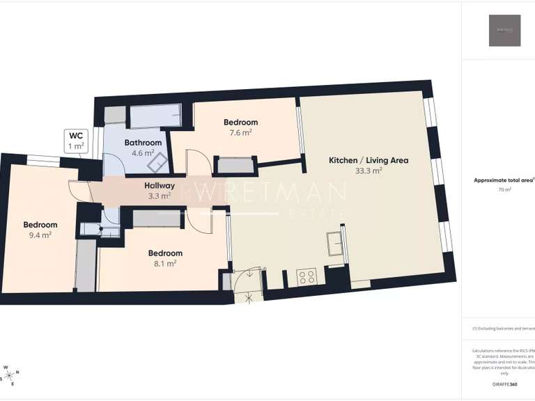 Appartement Nice - 3 chambres - 71m²