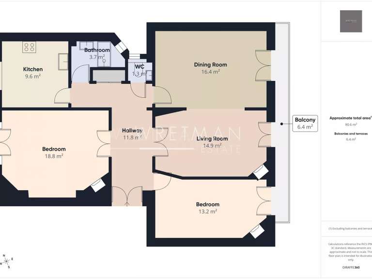 Appartement Nice - 2 chambres - 91m²