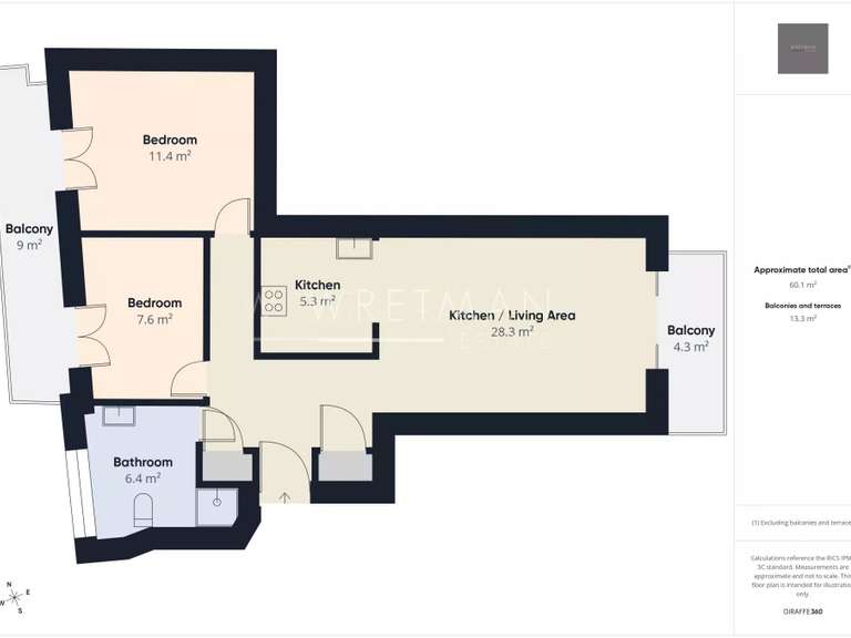 Appartement avec Vue sur mer Nice - 2 chambres - 60m²