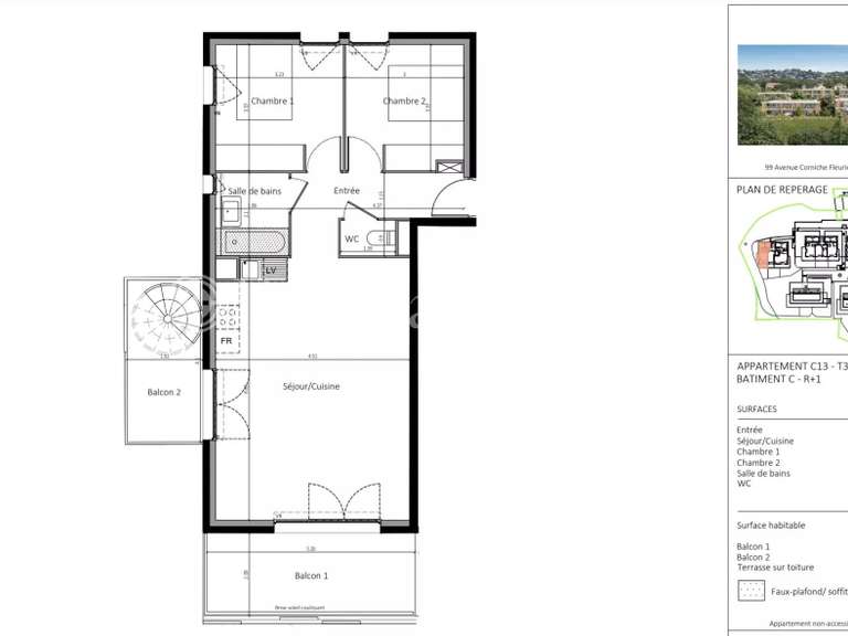 Appartement Nice - 2 chambres - 62m²