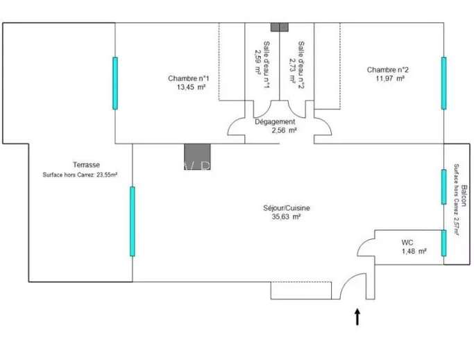 Appartement Nice - 2 chambres - 70m²