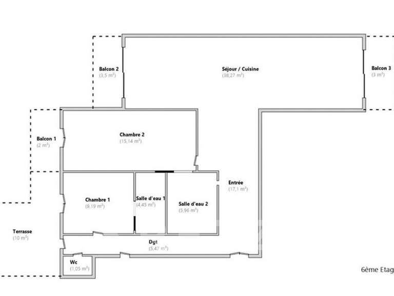Appartement Nice - 2 chambres - 97m²