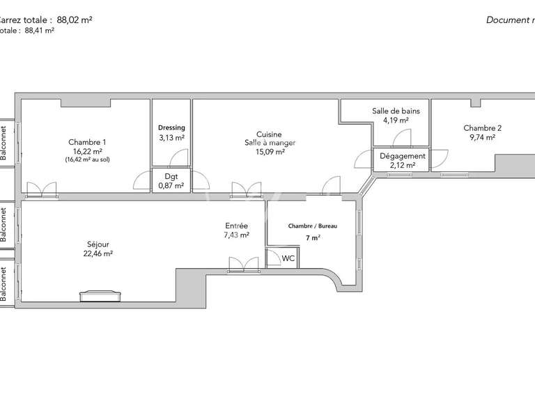 Appartement Paris 10e - 3 chambres - 88m²