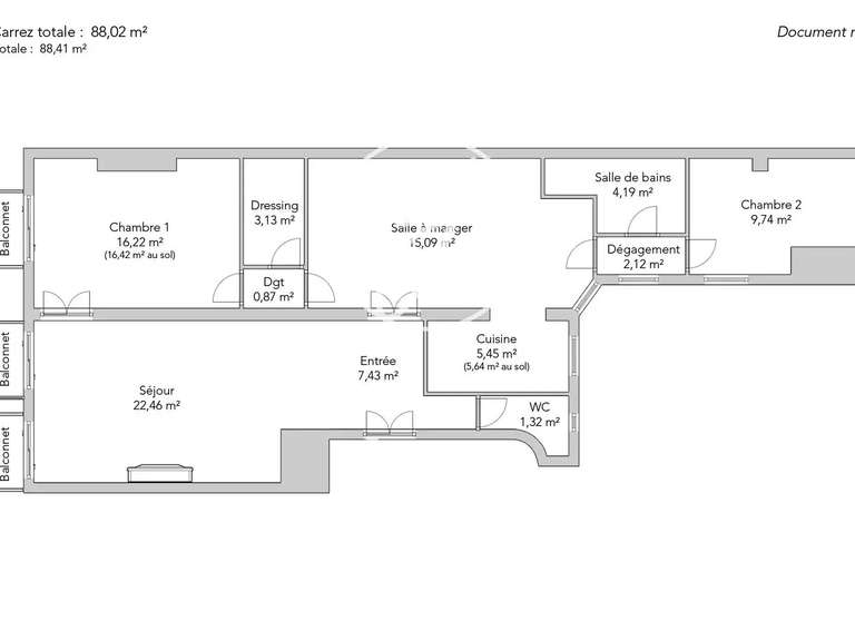 Appartement Paris 10e - 3 chambres - 88m²