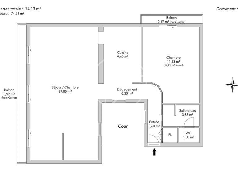 Appartement Paris 10e - 1 chambre - 80m²