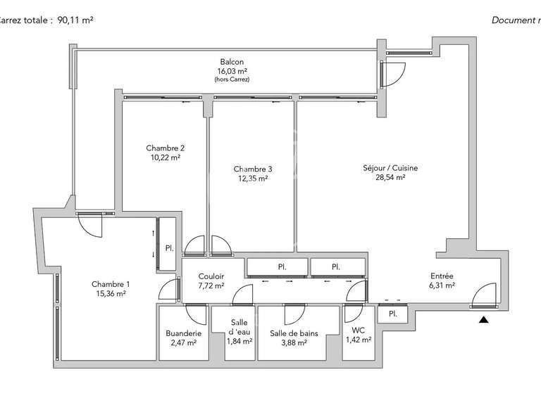 Appartement Paris 11e - 3 chambres - 90m²