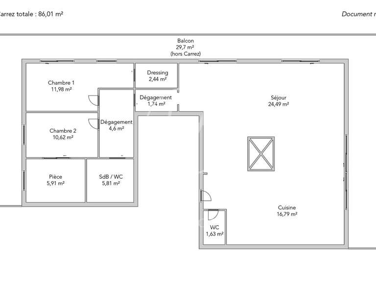 Appartement Paris 15e - 2 chambres - 115m²