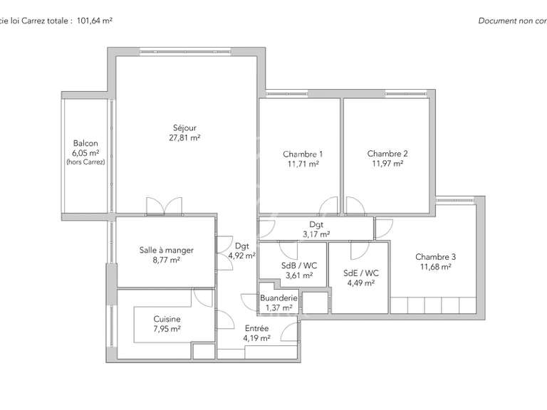 Appartement Paris 15e - 3 chambres - 109m²
