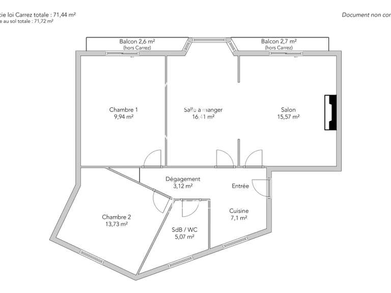 Appartement Paris 15e - 2 chambres - 71m²