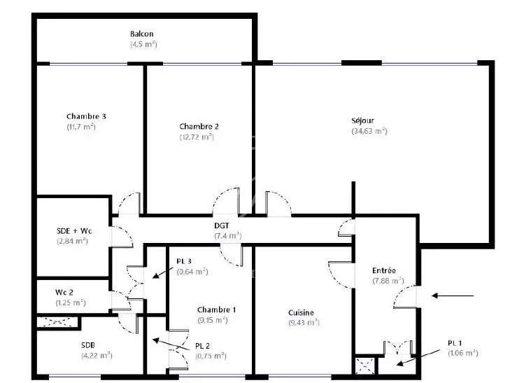 Appartement Paris 15e - 3 chambres - 103m²
