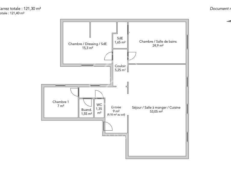 Appartement Paris 16e - 3 chambres - 122m²