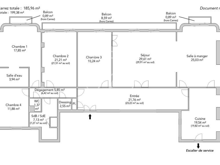 Appartement Paris 16e - 4 chambres - 199m²