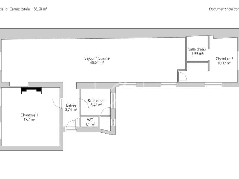 Appartement Paris 16e - 2 chambres - 88m²