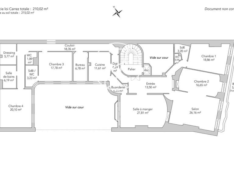 Appartement Paris 16e - 4 chambres - 215m²