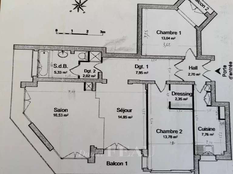 Appartement Paris 16e - 2 chambres - 97m²