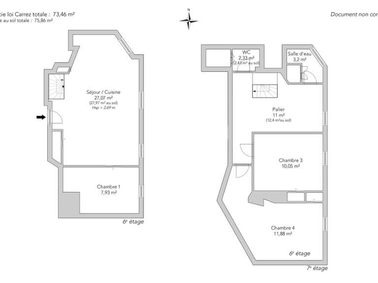 Appartement Paris 16e - 3 chambres - 75m²