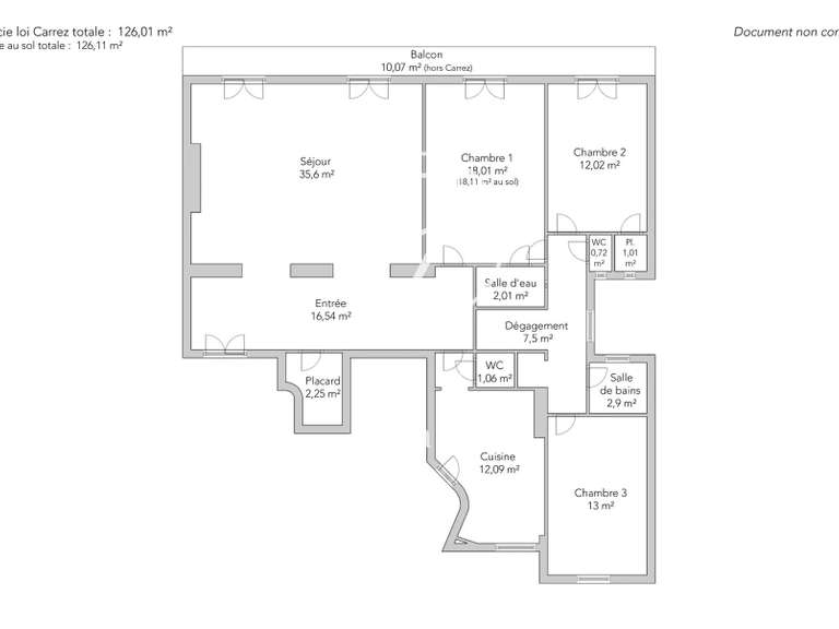 Appartement Paris 16e - 3 chambres - 126m²