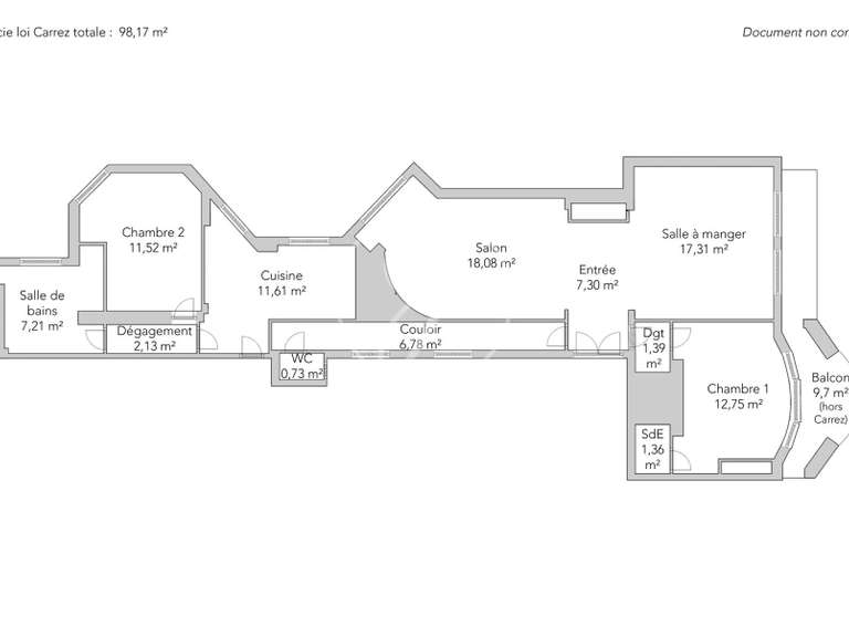 Appartement Paris 16e - 2 chambres - 98m²