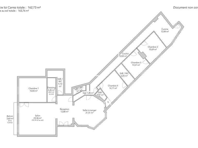Appartement Paris 16e - 4 chambres - 163m²