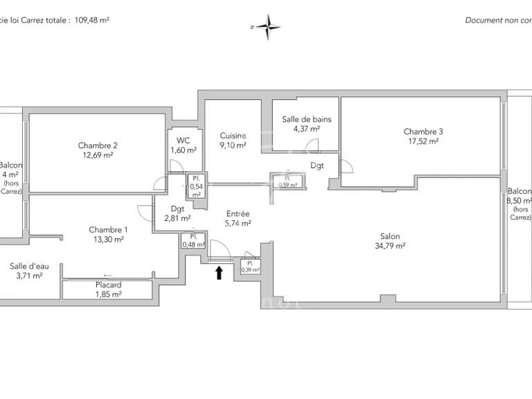 Appartement Paris 16e - 3 chambres - 109m²