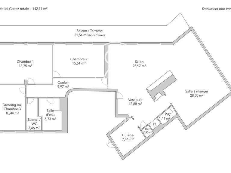 Appartement Paris 16e - 3 chambres - 142m²